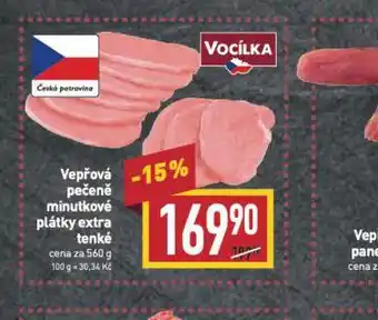 Billa Vepřová pečeně minutkové plátky extra tenké nabídka