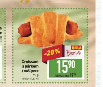 Billa Croissant s párkem nabídka