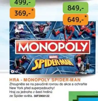 Dráčik HRA - MONOPOLY SPIDER-MAN nabídka