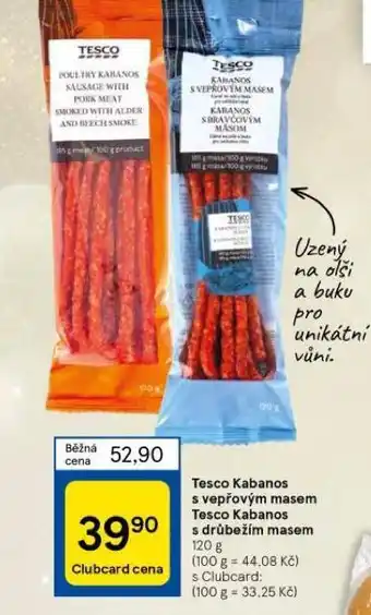 Tesco Tesco kabanos s vepřovým masem nabídka