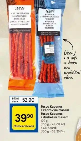 Tesco Tesco kabanos s drůbežím masem nabídka