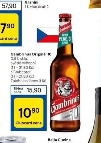Tesco Pivo gambrinus originál nabídka