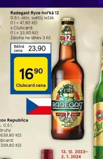 Tesco Pivo radegast ryze hořká 12 nabídka