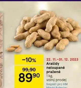 Tesco Arašídy neloupané pražené nabídka