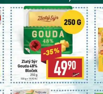 Billa Zlatý sýr gouda 48% bloček nabídka