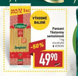 Billa Panzani těstoviny semolinové nabídka