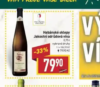 Billa Habánské sklepy jakostní odrůdová vína nabídka