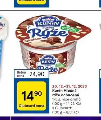 Tesco Kunín mléčná rýže ochucená nabídka