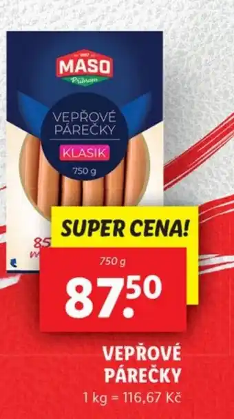 Lidl VEPŘOVÉ PÁREČKY nabídka