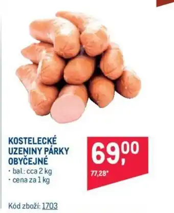 Makro KOSTELECKÉ UZENINY PÁRKY OBYČEJNÉ nabídka