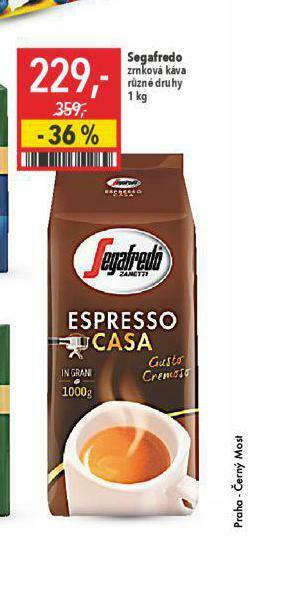 Globus Segafredo zrnková káva nabídka