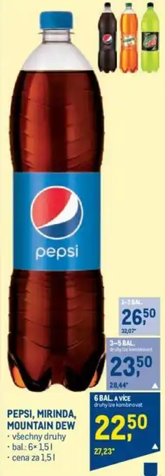 Makro PEPSI, MIRINDA, MOUNTAIN DEW nabídka