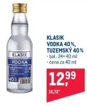 Makro KLASIK VODKA 40%, TUZEMSKÝ 40% nabídka