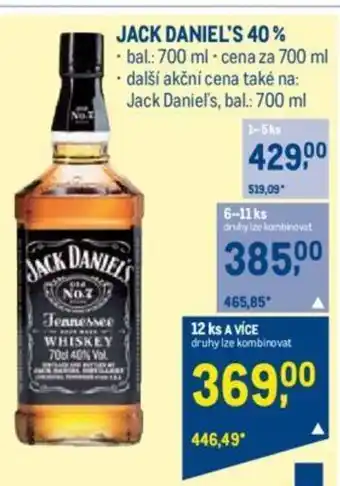 Makro JACK DANIEL'S 40% nabídka
