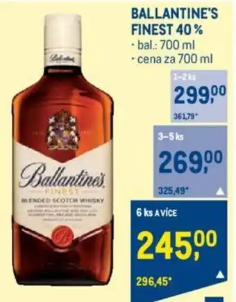 Makro BALLANTINE'S FINEST 40% nabídka