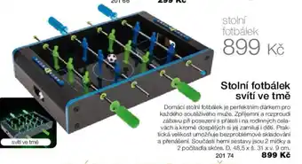 Stolní fotbálek svítí ve tmě