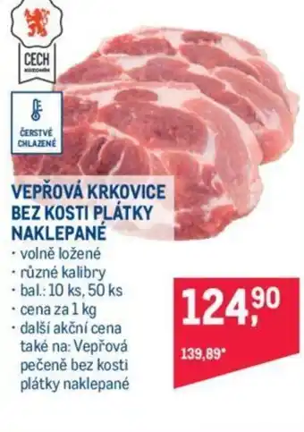 Makro VEPŘOVÁ KRKOVICE BEZ KOSTI PLÁTKY NAKLEPANÉ nabídka