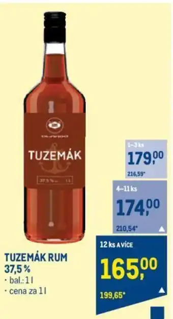 Makro TUZEMÁK RUM 37.5% nabídka
