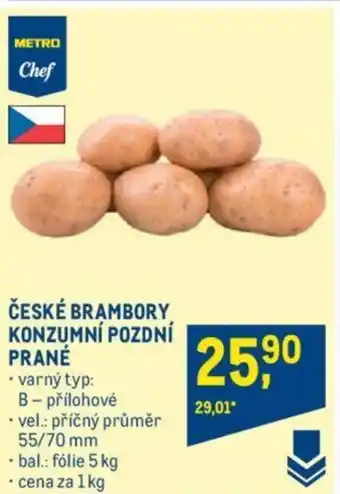Makro ČESKÉ BRAMBORY KONZUMNÍ POZDNÍ PRANÉ nabídka