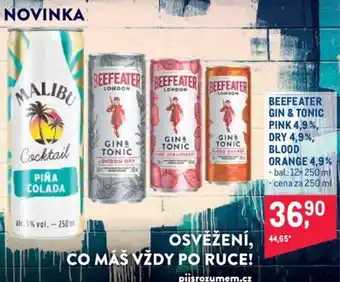Makro BEEFEATER GIN & TONIC PINK 4,9%, DRY 4,9%, BLOOD ORANGE 4,9% nabídka