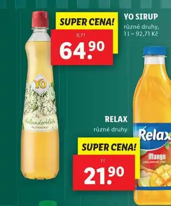 Lidl Yo sirup nabídka