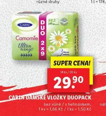 Lidl Carin dámské vložky duopack nabídka