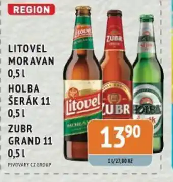 Coop LITOVEL MORAVAN 0.5L HOLBA ŠERÁK 11 0.5L ZUBR GRAND 11 0,5L nabídka