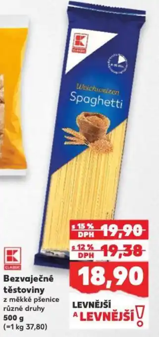 Kaufland Bezvaječné těstoviny nabídka
