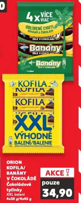 Kaufland ORION KOFILA/ BANÁNY V ČOKOLÁDĚ Čokoládové tyčinky nabídka