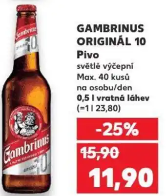 Kaufland GAMBRINUS ORIGINÁL 10 Pivo nabídka