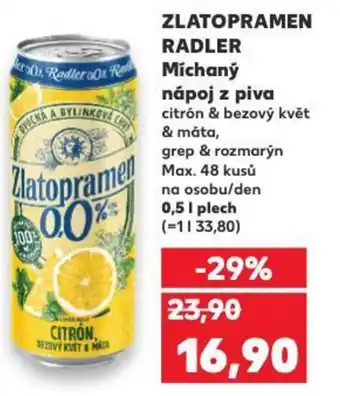Kaufland ZLATOPRAMEN RADLER Míchaný nápoj z piva nabídka