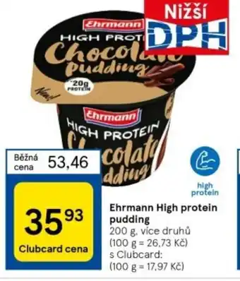 Tesco Ehrmann High protein pudding nabídka