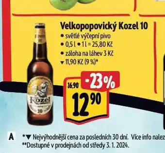 Albert Pivo velkopopovický kozel 10 nabídka