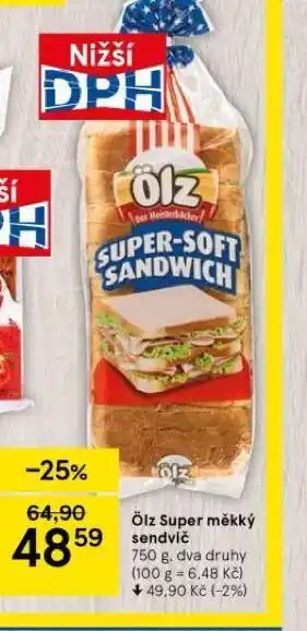 Tesco Ölz super měkký sendvič nabídka
