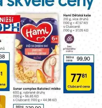 Tesco Hami dětská kaše nabídka