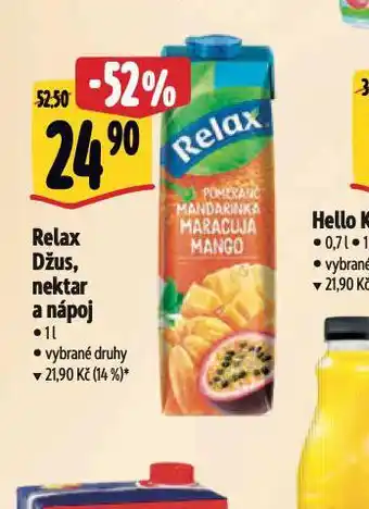 Albert Relax džus, nektar a nápoj nabídka