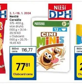 Tesco Nestlé cereálie nabídka
