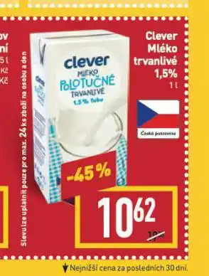 Billa Trvanlivé mléko 1,5% nabídka