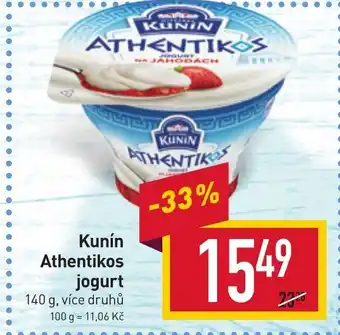 Billa Kunín Athentikos jogurt nabídka