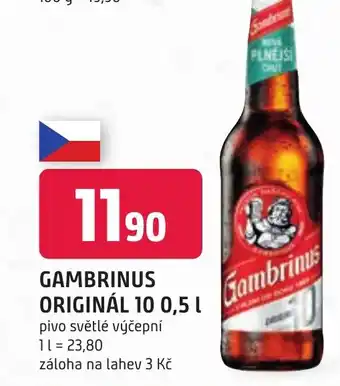 Trefa GAMBRINUS ORIGINÁL 10 0,5 L nabídka