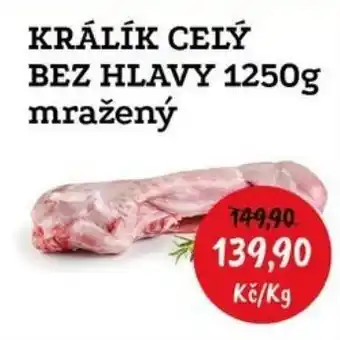 RABBIT řeznictví KRÁLÍK CELÝ BEZ HLAVY 1250g mražený nabídka