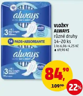 Penny Market VLOŽKY ALWAYS nabídka