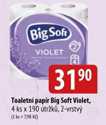 Bala Toaletní papír Big Soft Violet, 4 ks x 190 útržků, 2-vrstvý nabídka