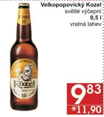 Jip Velkopopovický Kozel světlé výčepní 0.5 l. nabídka