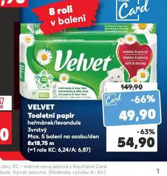Kaufland Velvet toaletní papír nabídka