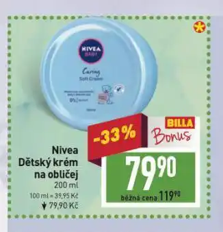 Billa Nivea dětský krém na obličej nabídka