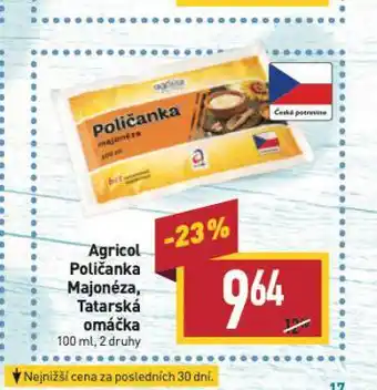 Billa Agricol poličanka, majonéza, tatarská omáčka nabídka