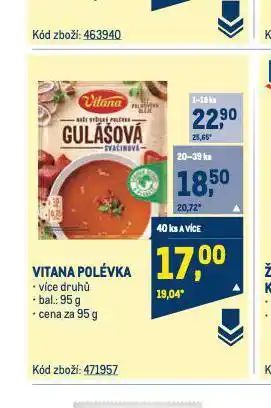 Makro Vitana polévka nabídka