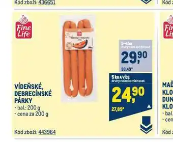 Makro Debrecínské párky nabídka