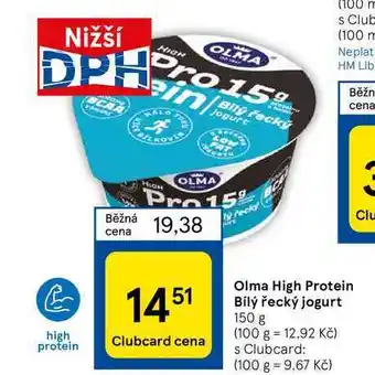 Tesco Olma high protein bílý řecký jogurt 150 g nabídka
